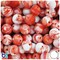 BeadTin Red Marbled 14mm Round Plastic Craft Beads (40pcs)